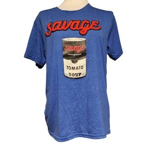Bushwick Supply Savage Tomato Soup Graphic Print Blue T-Shirt - Size M